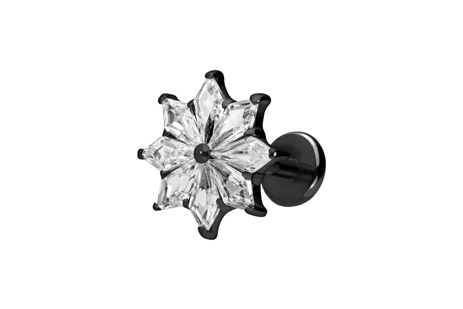 Titan Labret Piercing mit Push Fit KRISTALLSTERN